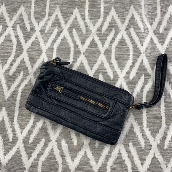 Black Dual Compartment Crossbody Wristlet - Picture 2 of 4